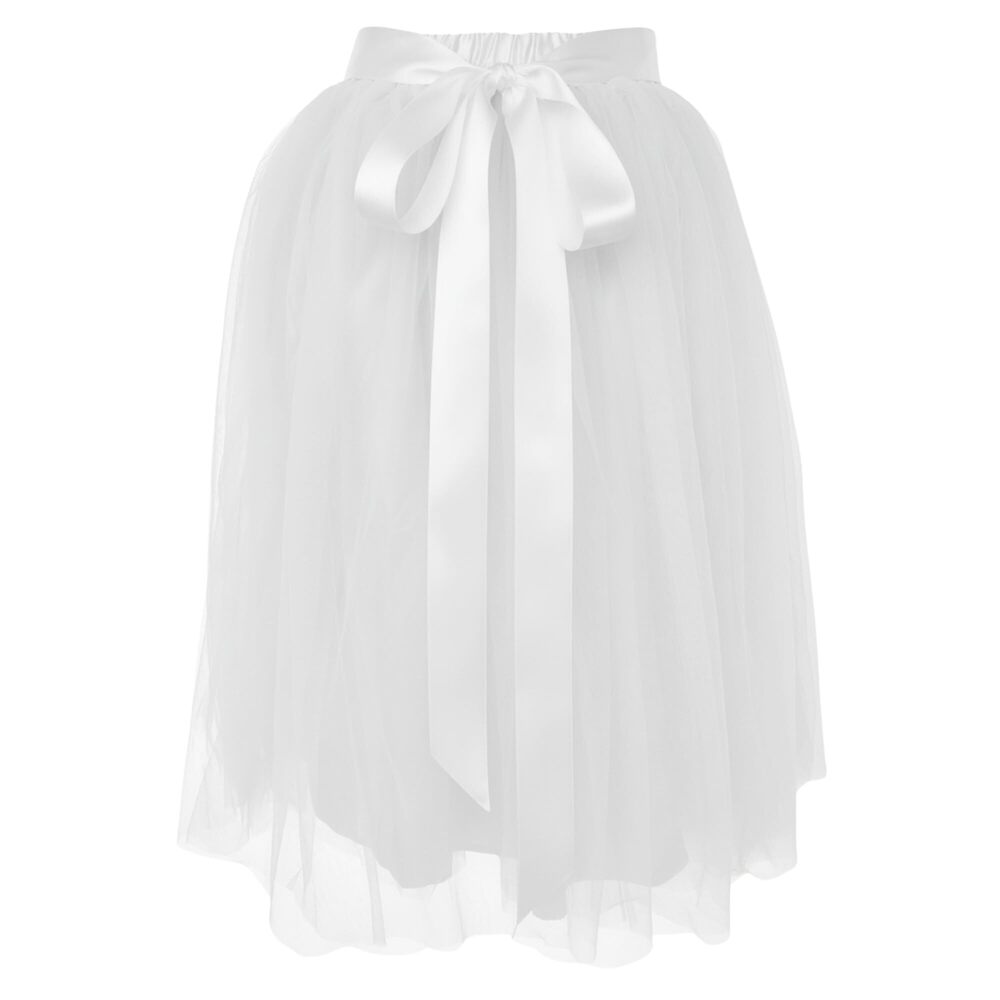 7797 Tulle Skirt Knee Length A Line Tutu Plus Size 20-26W White
